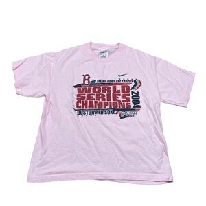 BOSTON RED SOX 2004 World Series Champions Vintage Pink TShirt Size Youth Medium